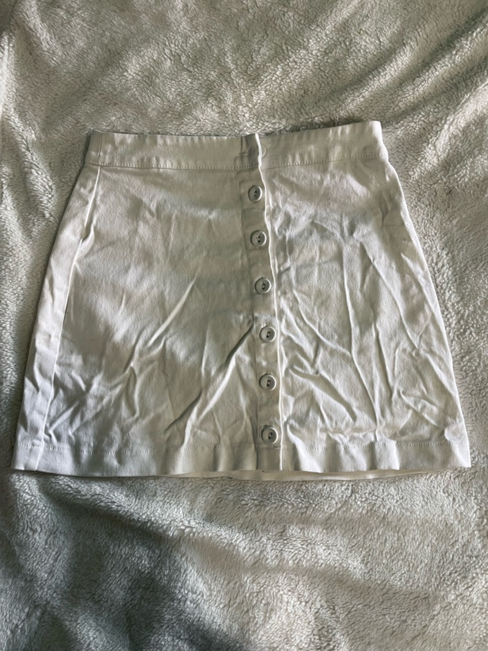 Forever 21 White Button-Front Mini Skirt